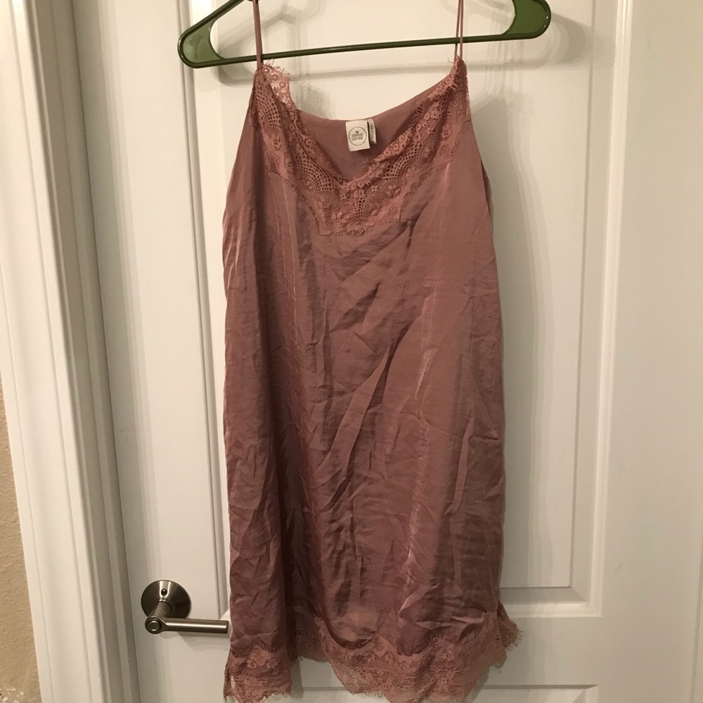 Rose pink satin slip dress